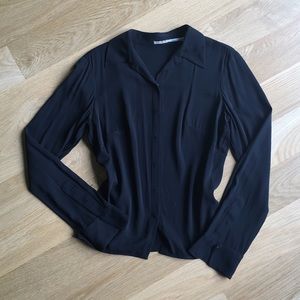 Vintage black silk button-down